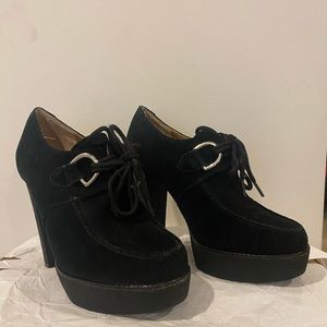 KORS Black Suede Platform Lace Up Booties Size 8